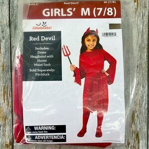 Girls Red Devil Dress Halloween Costume Size 7/8